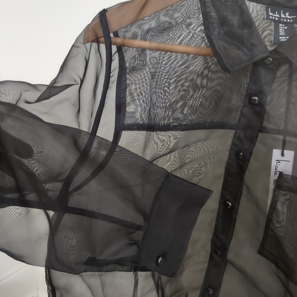 Nicole Miller Sheer Button Front Shirt - Picture 11 of 13